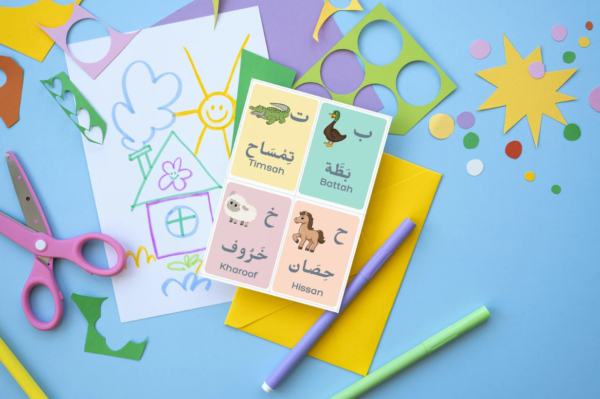 بطاقات تعليمية للحيوانات، الحروف العربية، الحروف الأبجدية